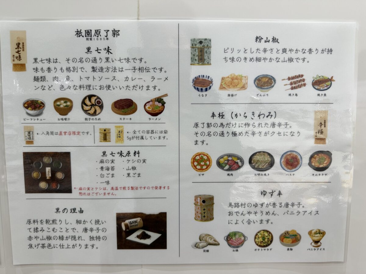原了郭の黒七味を使った商品